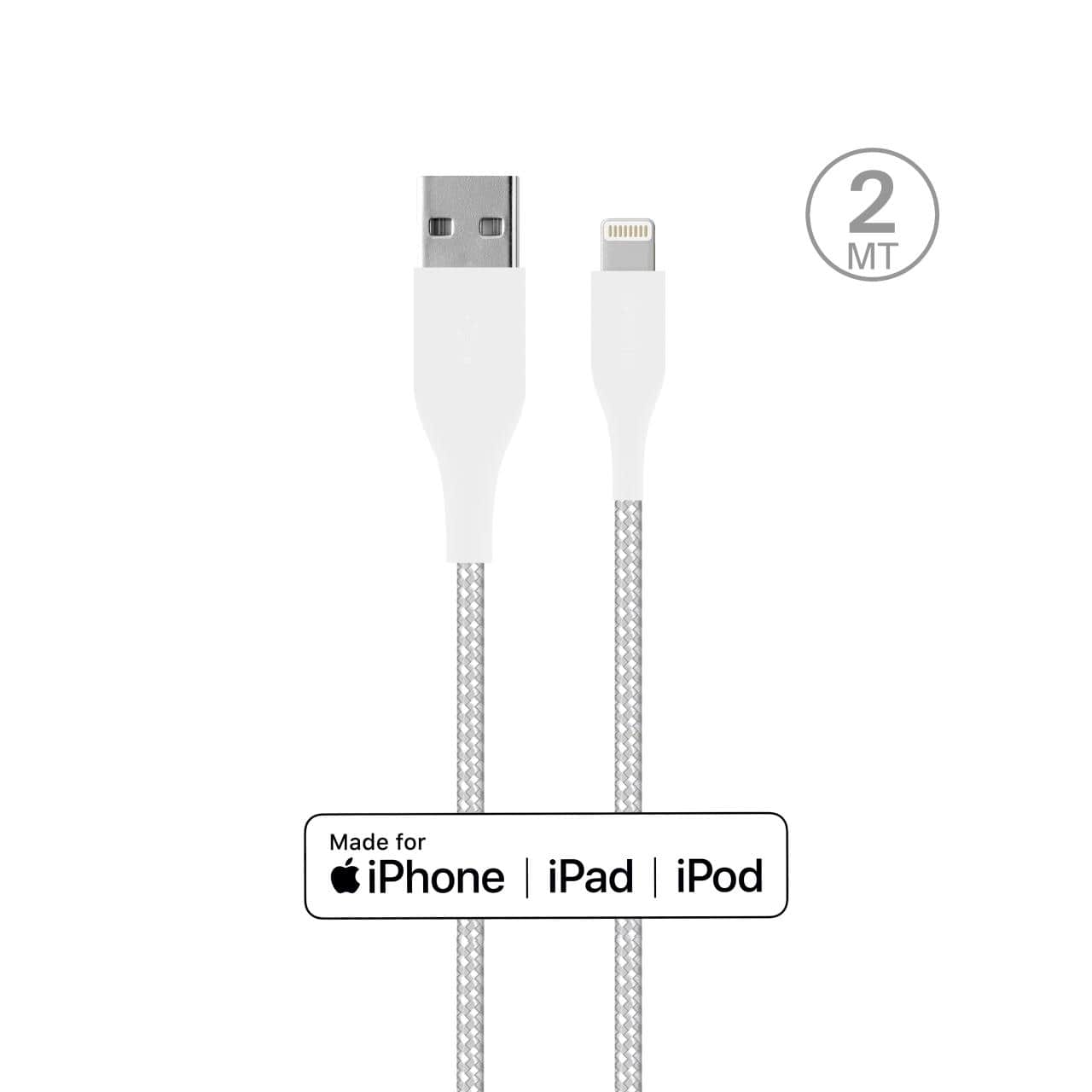 Power and data Sync cable Fabric Ultra-Strong 12W from USB-A to Lightning 2 M