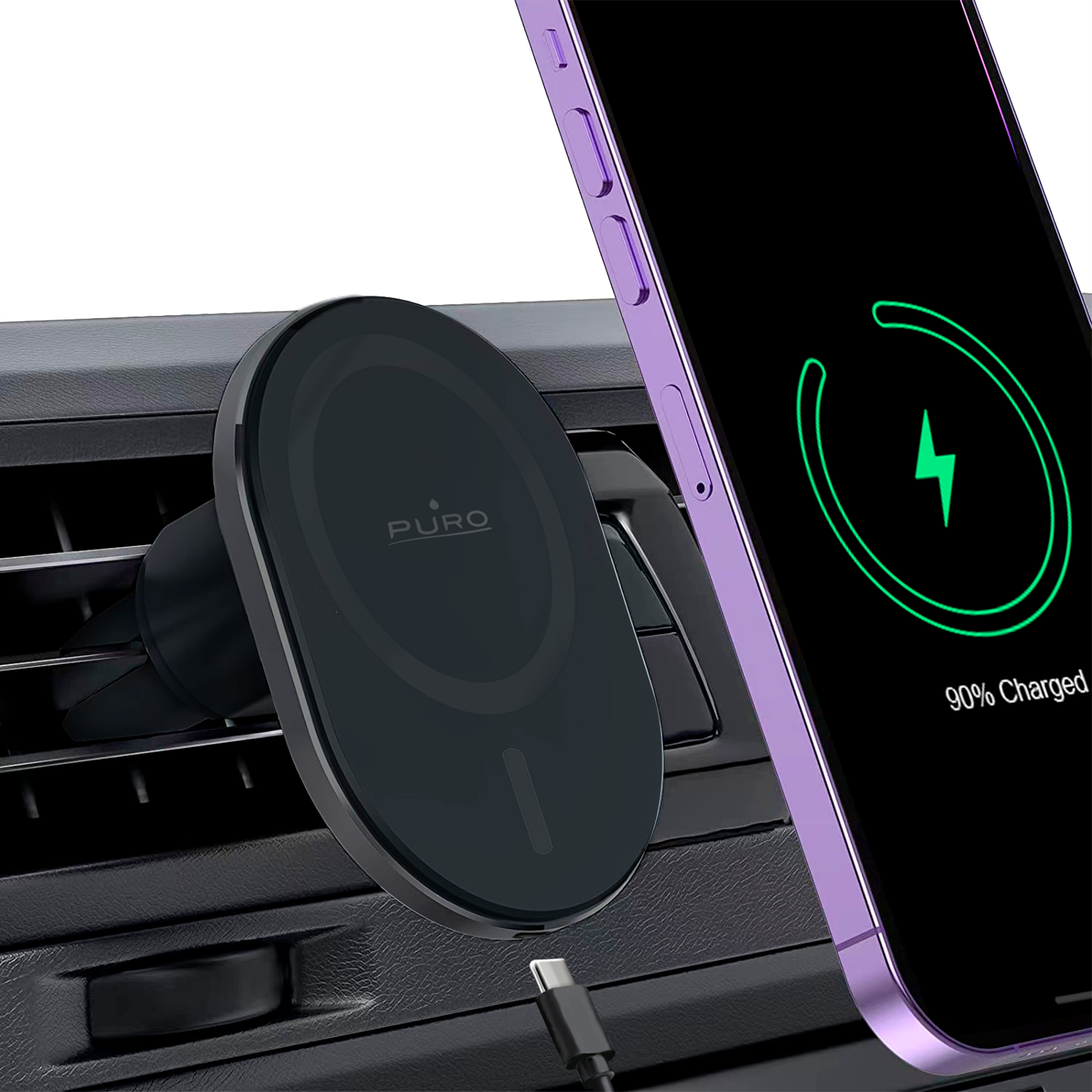 MAG PRO car holder MagSafe compatible and 15W wireless charging integrated