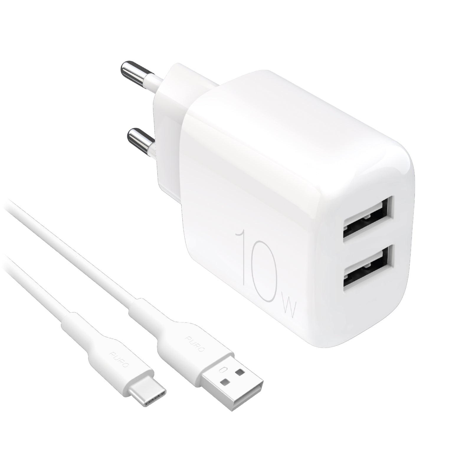 Kit Energia: Caricabatterie Pro Lite con 2 porte USB-A + Cavo da USB-A a USB-C (Pro Lite kit)