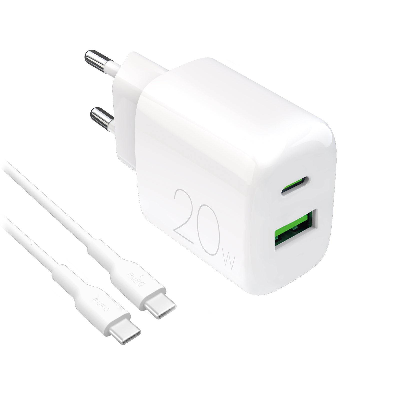 Kit d’alimentation : chargeur quotidien 1 port USB-A et 1 port USB-C + câble USB-C