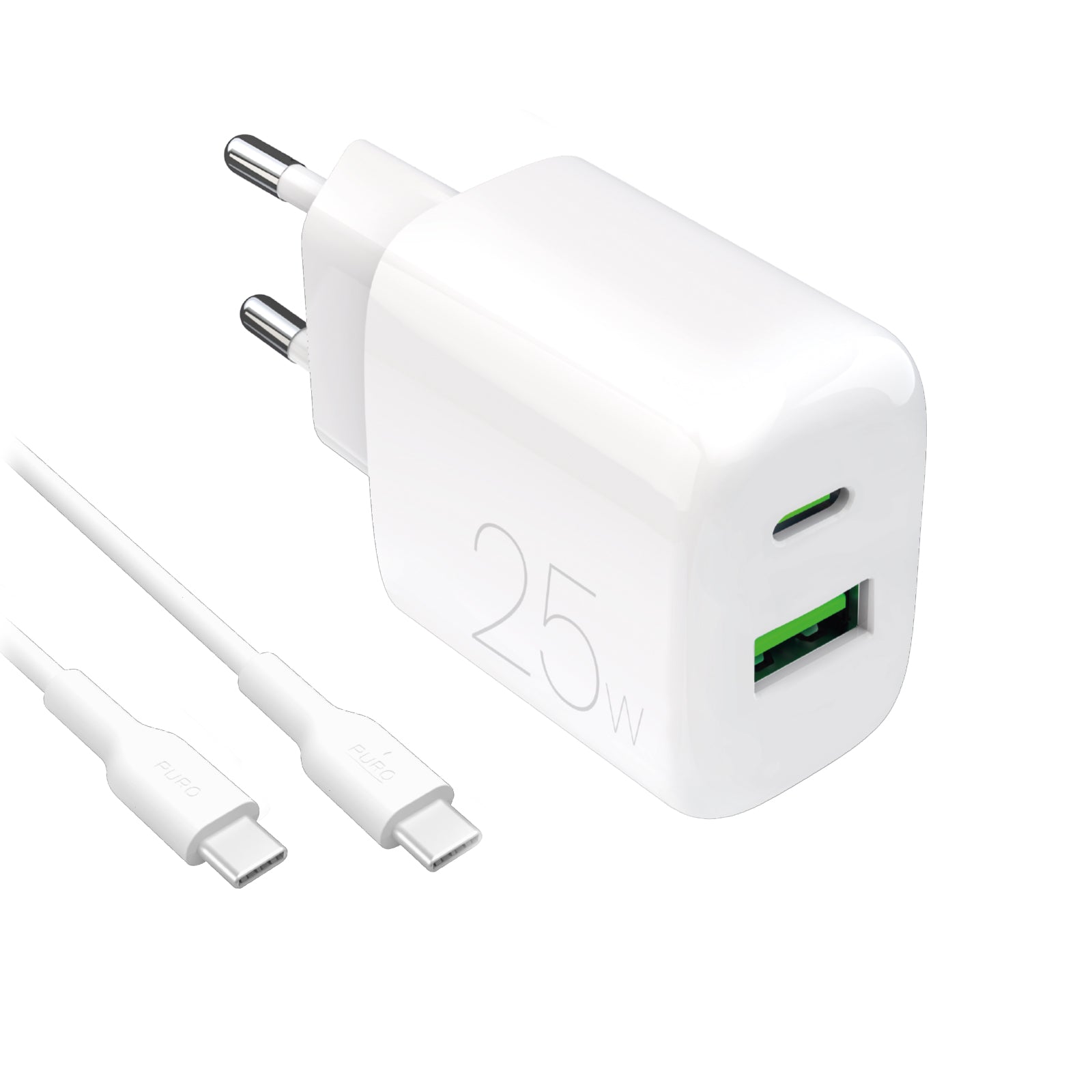 Kit d’alimentation : chargeur quotidien 1 port USB-A et 1 port USB-C + câble USB-C