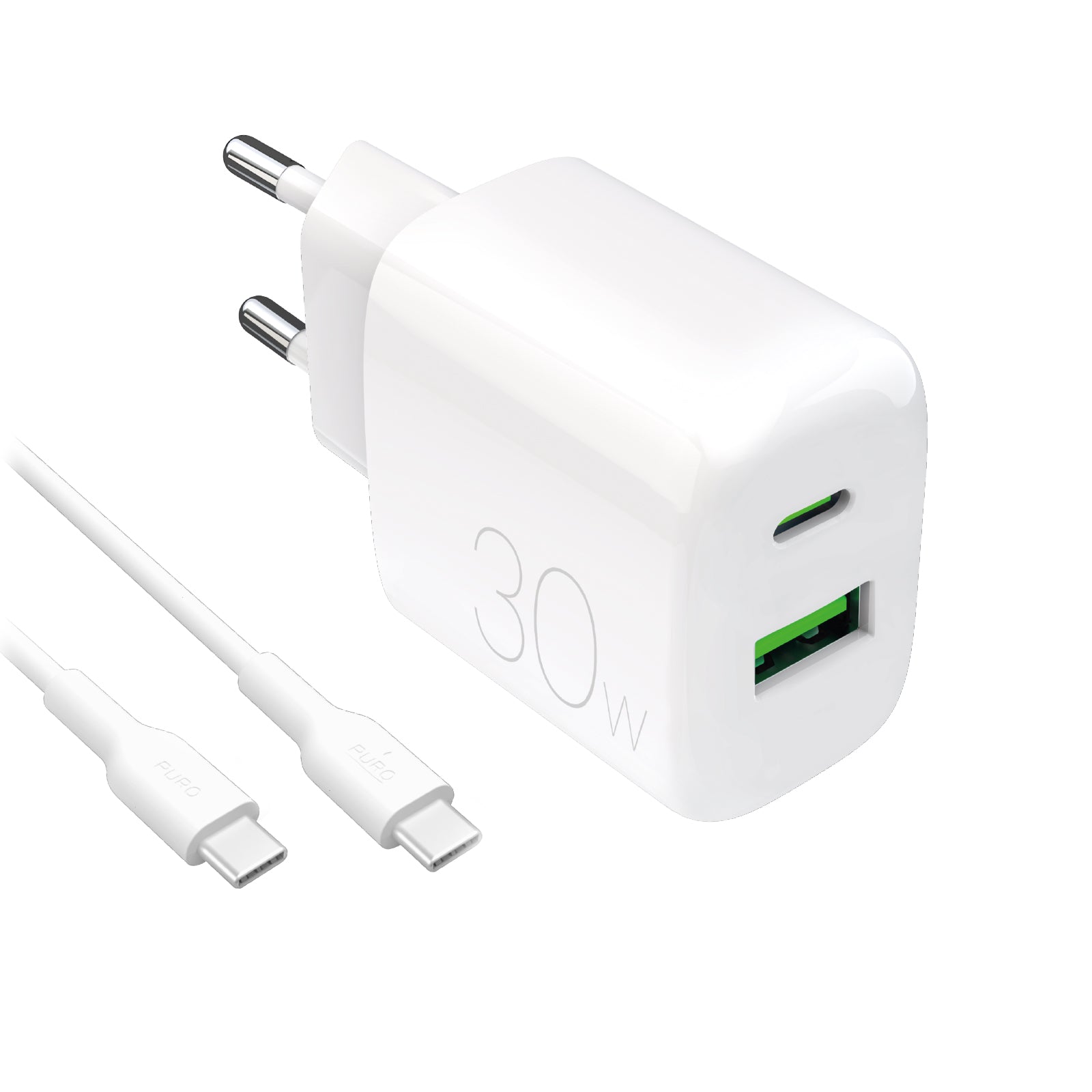 Kit d’alimentation : chargeur quotidien 1 port USB-A et 1 port USB-C + câble USB-C